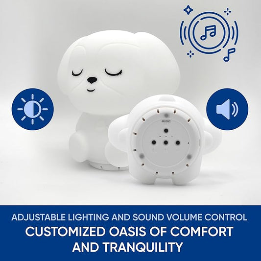 Mindfulness 'Breathing Puppy' | 4-7-8 Guided Visual Meditation Breathing Light | 3 in 1 Device with Night Light & Noise Machine for ADHD Anxiety Stress Relief Sleep - Gift for Kids Adult Women Men