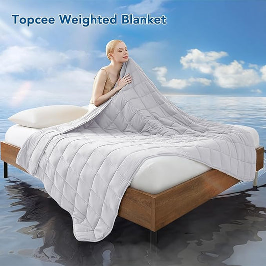 Topcee Weighted Blanket for Adults (15lbs 48"x72"), Minky Dots Heavy Blanket for Woman, Man Sleeping, Soft, Cozy and Cooling Weighted Throw Blankets, Machine Washable, Grey