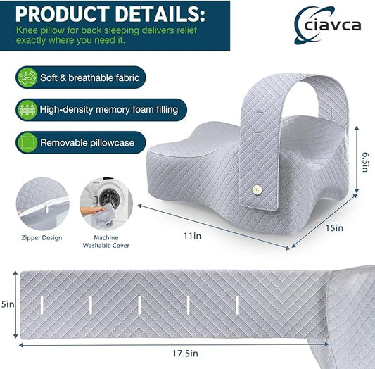 Knee Pillow for Side Sleepers Hip Pain Relief,Leg Pillow for Side Sleeping w/ Adjustable Strap,Sciatica Back Pain Relief,Pillow for Between Knees|leg While Sleeping,Knee Pillow Support Spine Alignment