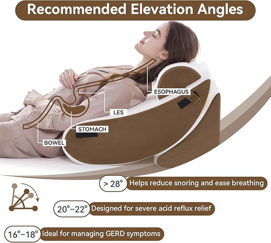 Newgoo Wedge Pillow Set for After Surgery, 5PCS XL Bed Wedge Pillow for Sleeping, Memory Foam Orthopedic Back Pillow for Pain Relief and Acid Reflux, Adjustable Post Surgery Pillow Grey Brown