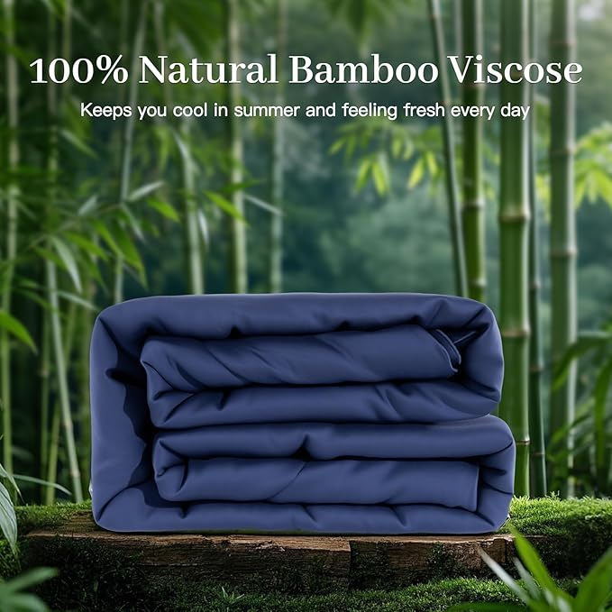 NEXHOME PRO 100% Viscose Derived from Bamboo Comforter Queen Size - Cooling & Moisture-Wicking Bedding - All Season Lightweight Design - Natural Organic Queen Duvet Insert