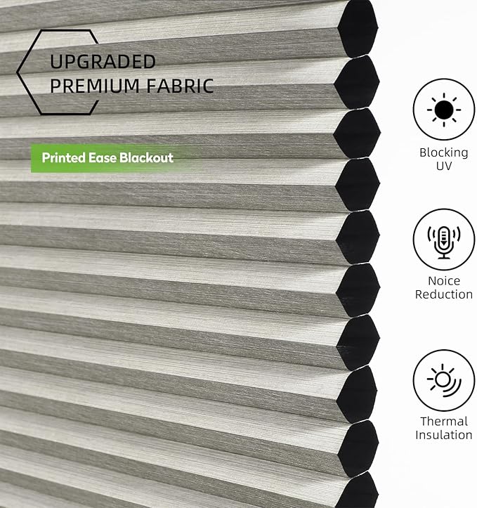 ZSTARR Motorized Skylight Shades Blackout Cellular Honeycomb Electric Blinds with Solar Panel Cordless Rechargeable with Remote for Roof and Slanted Windows Custom Size (BO Printed Milky Grey)