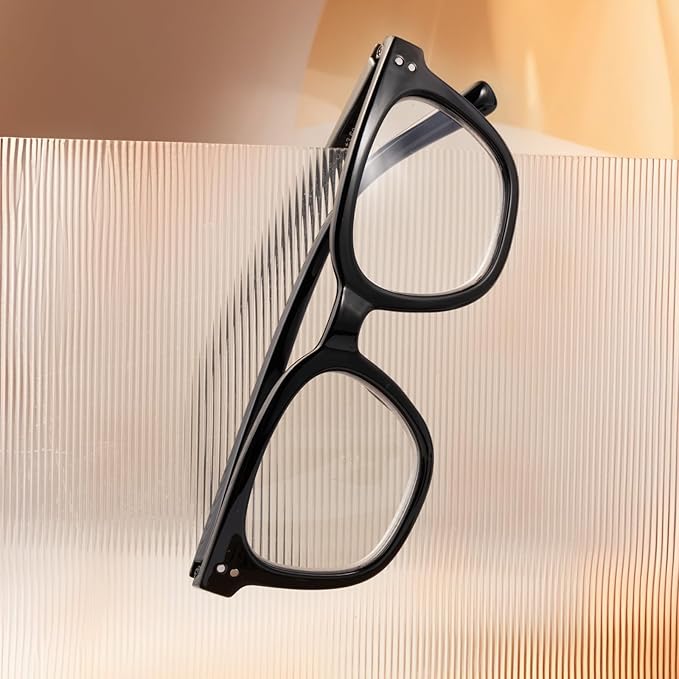 Reading Glasses for Men Women Blue Light Blocking with Spring Hinge, Blocking Readers Anti UV Ray Filter Eyeglasses, Square Computer Reader Glasses, Black, +1.5