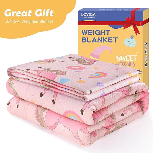 LOYIGA Weighted Blanket with Removable Duvet Case 3lbs 36” x 48”,Reversible Heavy Blanket (Pink)