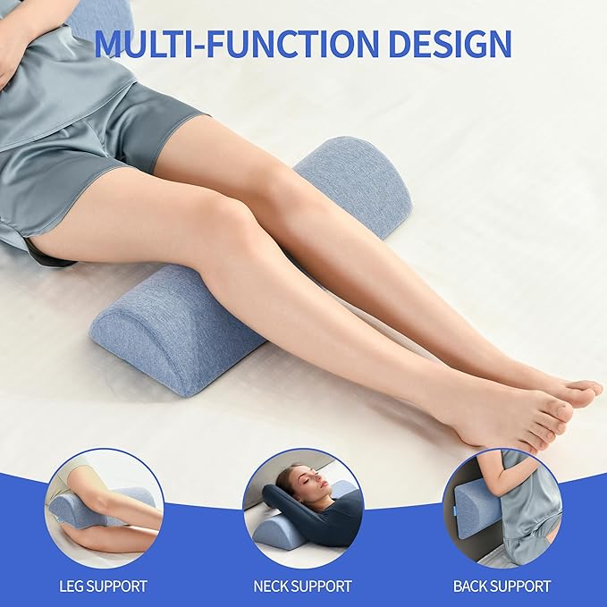 Knee Pillow for Back Sleeping, Memory Foam Leg Pillow for Back Pain, Under Leg Support for Sleeping,Half Moon Bolster Pillow