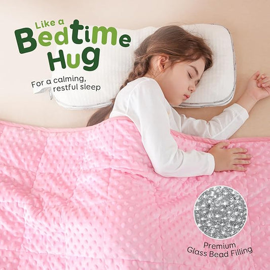 Sivio Weighted Blanket, Minky Dots Weighted Blankets,Soft and Cozy Cooling Heavy Blanket for Bed, Calm and Nap, School and Home,5lbs 36 x 48inches, Pink