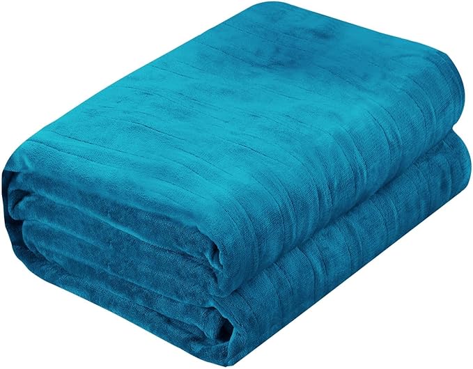 Electric Heated Blanket Twin Size 62"x84", Fast Heating Throw, Soft Plush Microplush for Bed & Couch, 10Hs Auto Off & 5 Heating Levels, Machine Washable, Gifts for Grandma & Family-Blue Green
