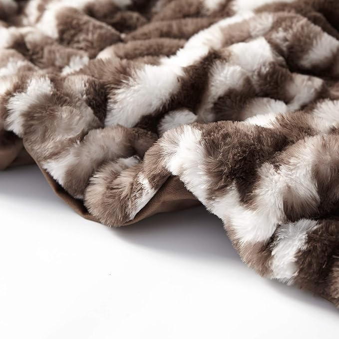 YnM Fluffy Faux Fur Weighted Blanket (Coffee, 50''x60'' 10lbs) Luxury & Fuzzy Weighted Blanket Throw