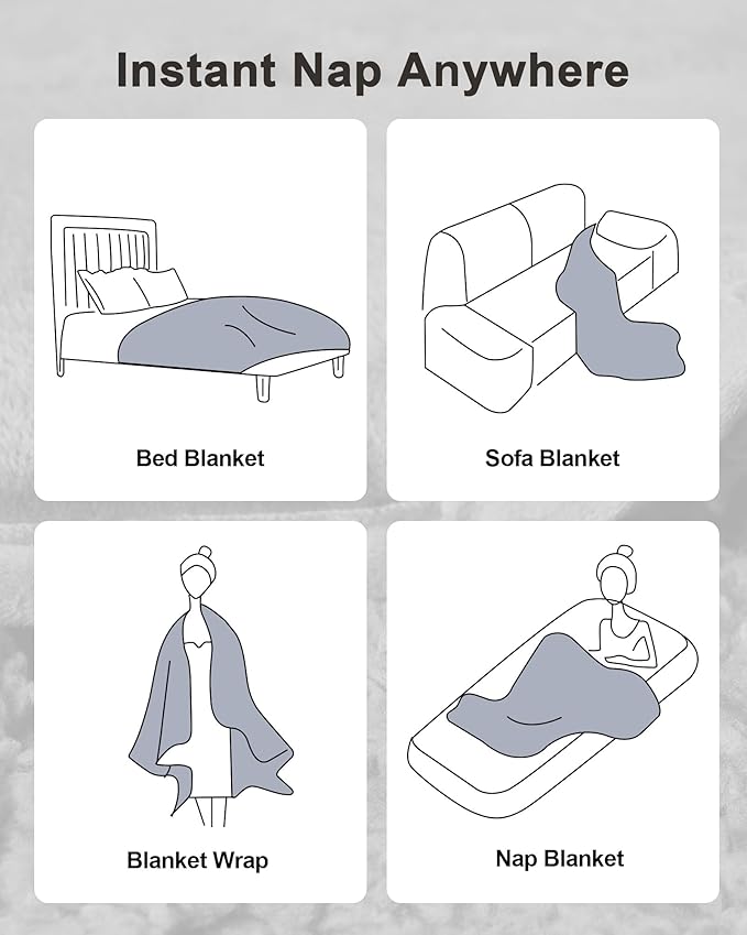 Ultra-Soft Weighted Blanket 15lbs for Adults, Plush Sherpa Fleece Reversible Weighted Throw Comfort for Relaxation & Cozy Evenings, Hug-Like Security, Evenly Distributed, W60 x L80, Grey