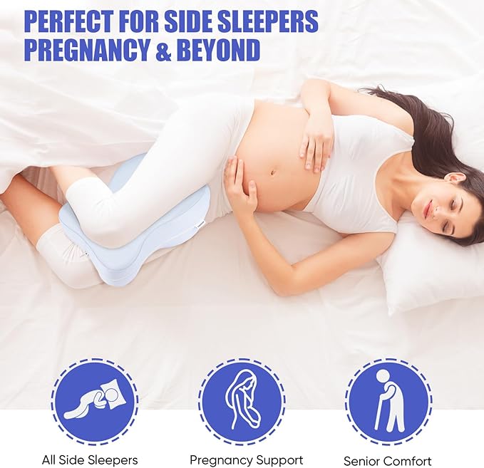 Lengthtened Knee Pillow for Side Sleepers Fully Support Thighs and Knees, Breathable Leg Pillow for Side Sleeping,Plush Support Memory Foam Soothing Relief for Hips, Knees, Joints, Nerves & Muscles