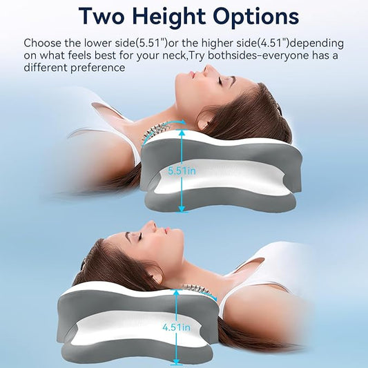 Sleep Apnea Pillow with Neck Pain & Snoring Relief -Orthopedic Cervical Pillow, Ergonomic Contour Memory Foam for Side, Back,Stomach Sleepers, Medium Firm Support(White, Queen Size)