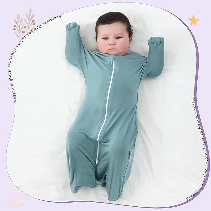 PuppyPaws Baby Sleep Sack 1.5 TOG 2-Pack Set, Transitional Swaddle with Arms Up Length Sleeves and Mitten Cuffs, Sleep Sack 9-15 Months, 95% Viscose from Bamboo, 5% Spandex