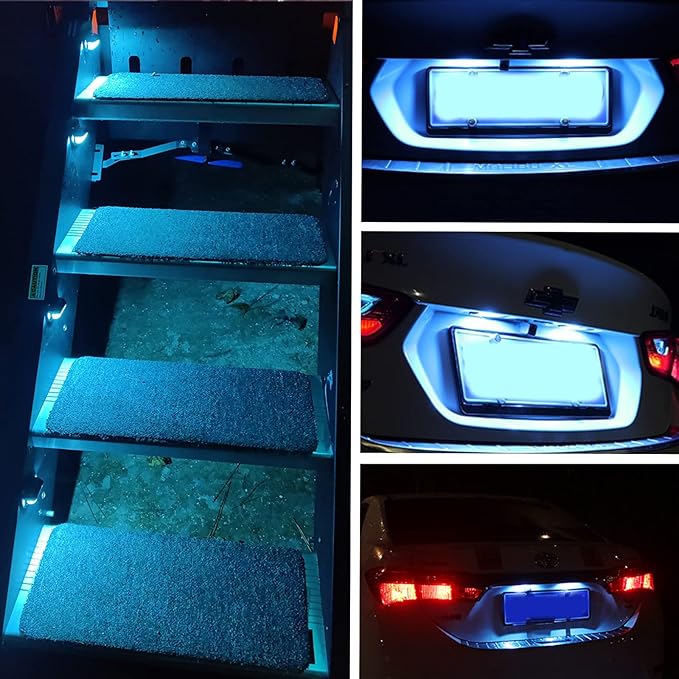 2PCS Ice Blue LED License Plate Light,12V-24V Waterproof 6-SMD License Plate Lamp Taillight, Universal for Truck SUV Trailer Van RV Boats as Step Courtesy Light, Dome/Cargo Lights or Under Hood Lights