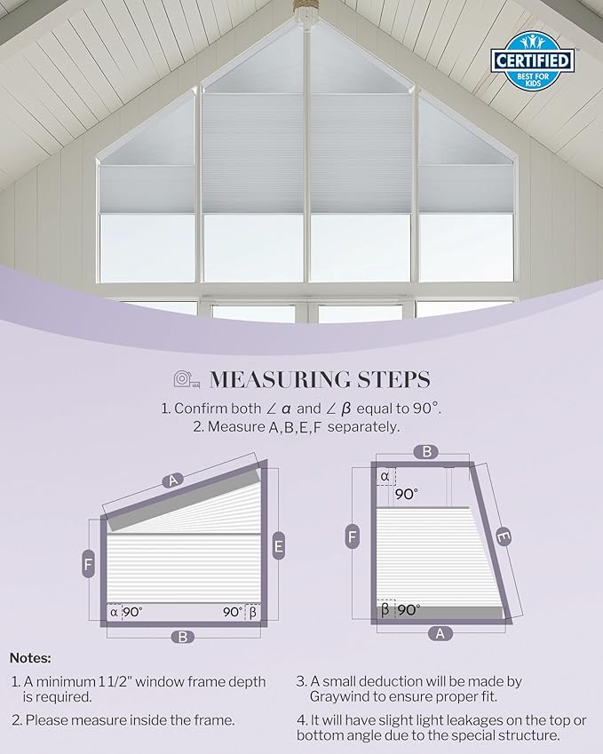 Graywind Smart Angled Blinds Compatible with Alexa Google Motorized Right Trapezoid Shades Solar Powered Customized for Odd-Shaped Window (Blackout Brown)