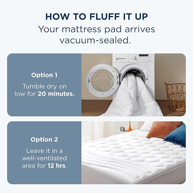 Bedsure King Mattress Pad - Quilted Fitted Mattress Topper Protector with 8-21 Inches Deep Pocket, Noiseless Breathable Bed Cover Padded, Machine Washable, White, 78x80 Inches