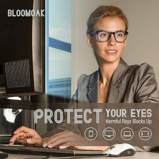 Bloomoak-99% Blue Light Blocking Glasses - Gaming Glasses - Anti Glare - Anti Fatigue -Suitable for Screens, Games, TVs