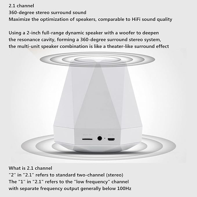 Smart Wake Up Light Alarm Clock, t-Button Dimmable LED Colorful Night Subwoofer 360 ° Stereo Surround Sound,Black(Black)