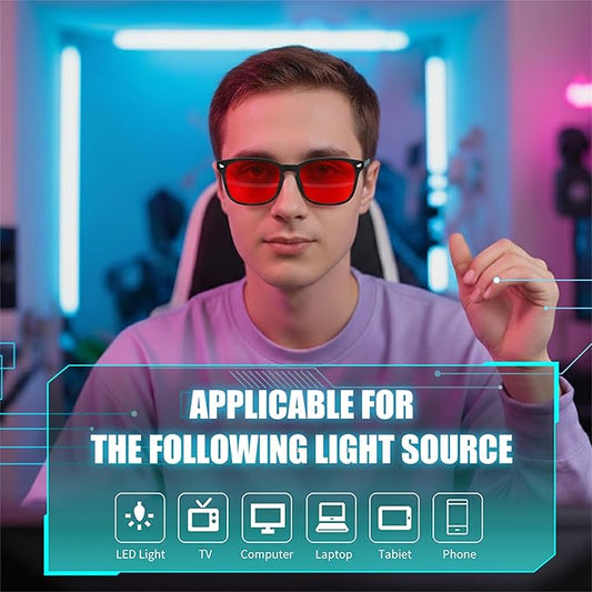 FEISEDY Sleep Blue Light Glasses for Woman Men 99.9% Computer Gaming Red Lens Eyeglasses Reduce Eyestrain G2835