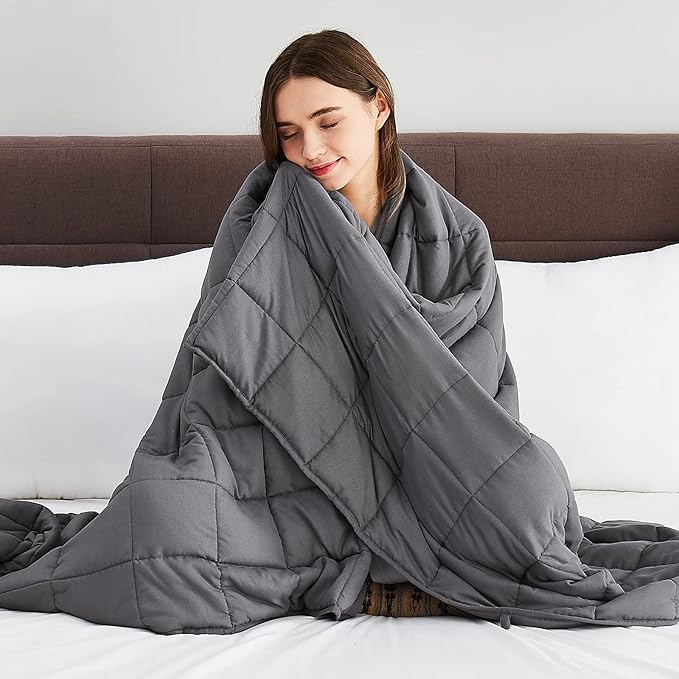 CuteKing Weighted Blanket for Adults (15lbs, 48"x72", Full, Grey) Heavy Blanket for 140-150lbs, Weighted Blanket for Cooling & Heating with Premium Glass Beads, Soft Thick Blanket for Adult All-S