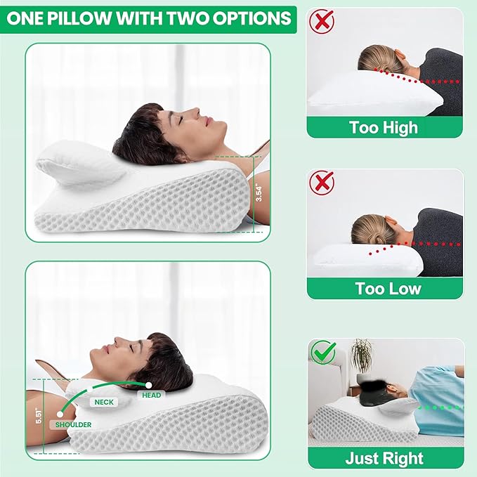 Cervical Neck Pillow for Sleeping, Memory Foam Pillows for Neck and Shoulder Pain. Hollow Design Odorless Memory Foam Pillows, Ergonomic Orthopedic Support Pillow for Side Sleepers,Back and Stomach
