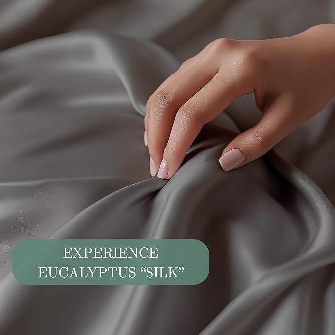 CASILVA Eucalyptus Sheets - Infused with Silver for Anti-Odor, Softer Than Silk Fibers, More Cooling Than Cotton - Perfect for Hot Sleepers & Sensitive Skin - 100% Tencel Lyocell - Twin Sheet Set