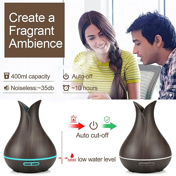 Smart WiFi Essential Oil Diffuser App Control Air Humidifier (Dark Wood UK)