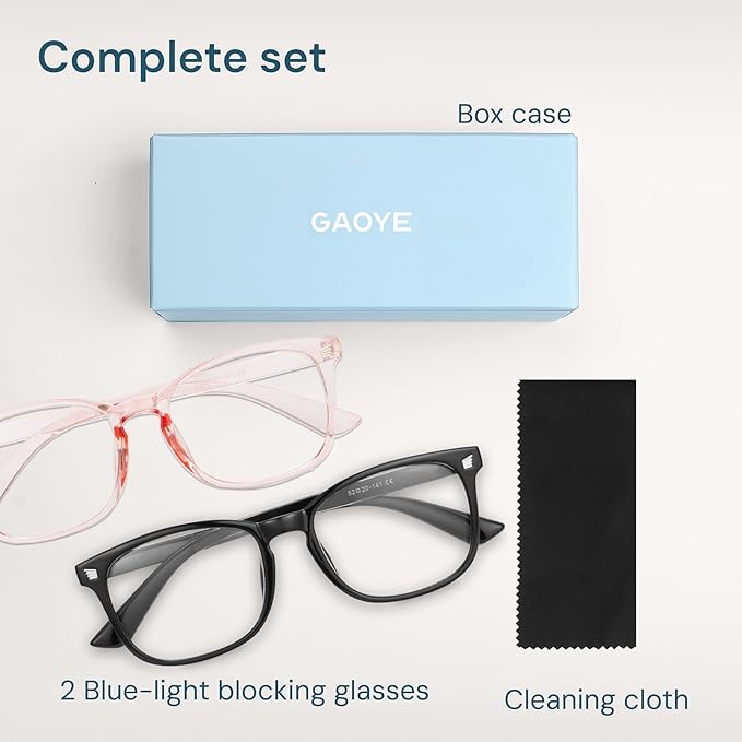 Blue Light Blocking Glasses - Fashion Square Eyeglasses, Anti UV Ray Computer Gaming Glasses Blue Blockers for Women/Men