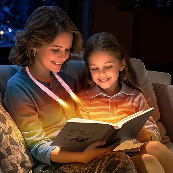 Upgraded LED Neck Reading Light, Book Light, Rechargeable, 3 Colors & 3 Brightness Adjustable, Auto-Off Timer, Neck Light for Reading in Bed, Long Lasting, Perfect for Repairing, Knitting.