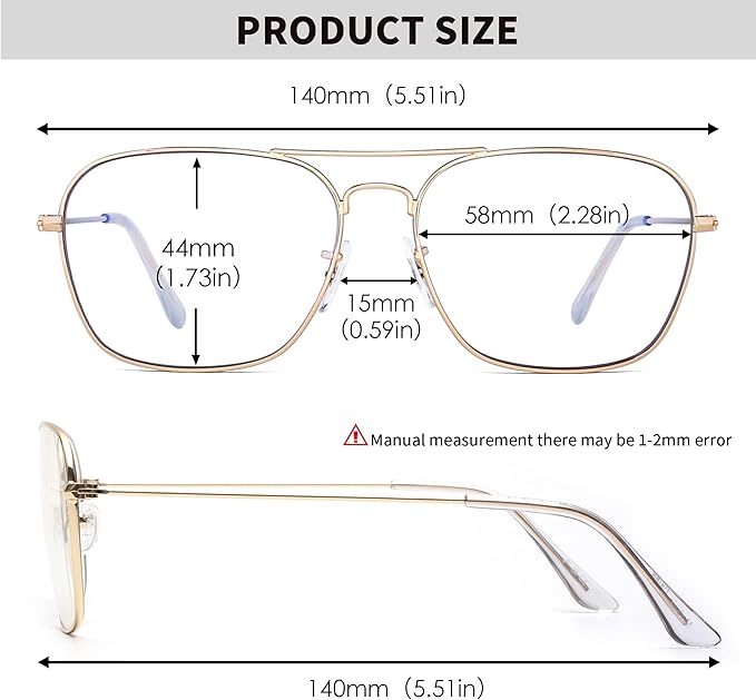 JM 2-Pack Aviator Reading Glasses Women Metal Frame Blue Light Blocking Computer Readers