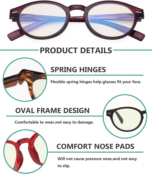 Eyekepper 10-Pack Blue Light Blocking Glasses for Women Computer Eyeglasses Ladies +0.00