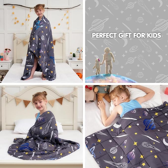 yescool Star Weighted Blanket 5 Pounds Cooling Weighted Lap Blanket, Galaxy Moon Heavy Blankets for Sleeping, Weighted Throw Blanket Gift for 40-60lbs, 40"x60"