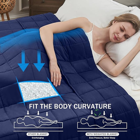 Navy Blue Weighted Blanket for Adults 12lbs, 60"x80", Queen Size Cooling Heavy Throw Blanket for 110-130lbs, Microfiber Soft Thick Big Blankets Weighted Comforter Gift for Sleeping