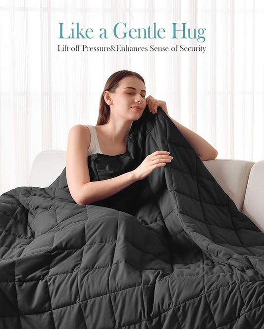 Topblan Weighted Blanket Queen Size 15lbs, Cozy Cooling Weighted Blanket for Adults, Soft Breathable Heavy Blanket for Bed Sofa All Season, Machine Washable, 60 x 80 inches, Black