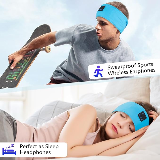 Aurya Sleep Headphones Sports Wireless Bluetooth Headband for Side Sleeper, Bluetooth 5.4, with Ultra-Thin HD Stereo Speaker, Sleeping Headphone for Women Men Running Yoga Workout
