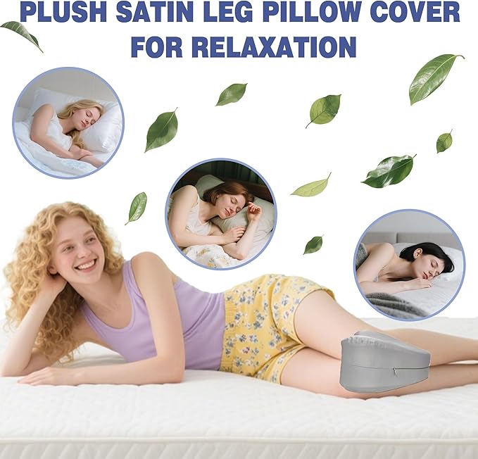 xcivi Satin Pillowcase for Contour Memory Foam Side Sleeper Support Pillow, Pillowcover for Knee Pillow, Smooth & Soft Pillow Cover (Gray)