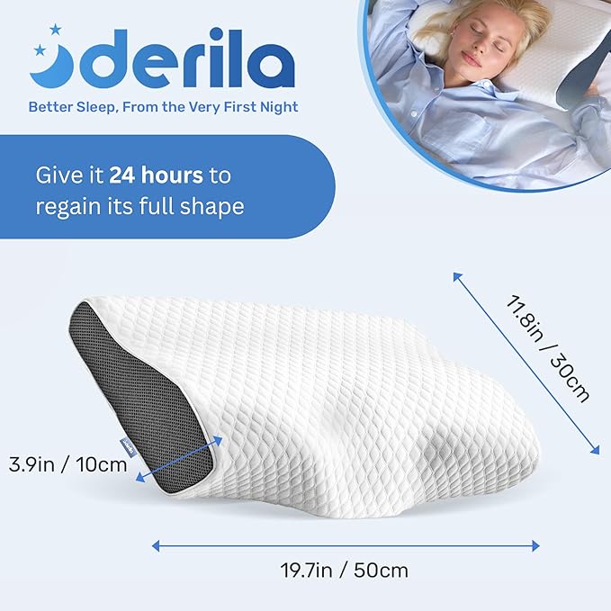 Derila Cooling Pillowcase Optimal Temperature Control for Your Memory Foam Pillow for Perfect Sleep. Quality Material White Pillow Cover