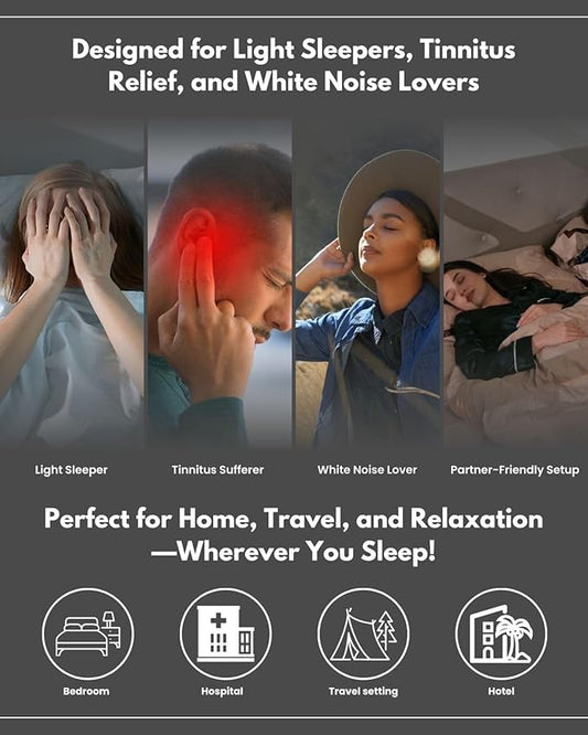 Peace Bluetooth Pillow Speaker for Sleeping - Ultra-Thin Under Pillow Speaker with Bone Conduction, Built-in Nature Sounds,SD Card,Timer,Ideal Pillow Speaker Bluetooth for Side Sleepers & Relaxation