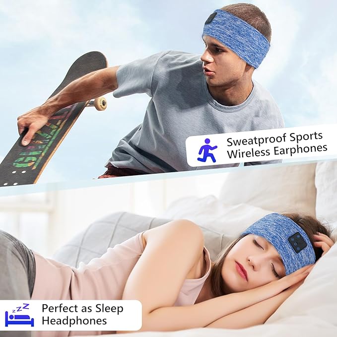 Aurya Sleep Headphones Sports Wireless Bluetooth Headband for Side Sleeper, Bluetooth 5.4, with Ultra-Thin HD Stereo Speaker, Sleeping Headphone for Women Men Running Yoga Workout