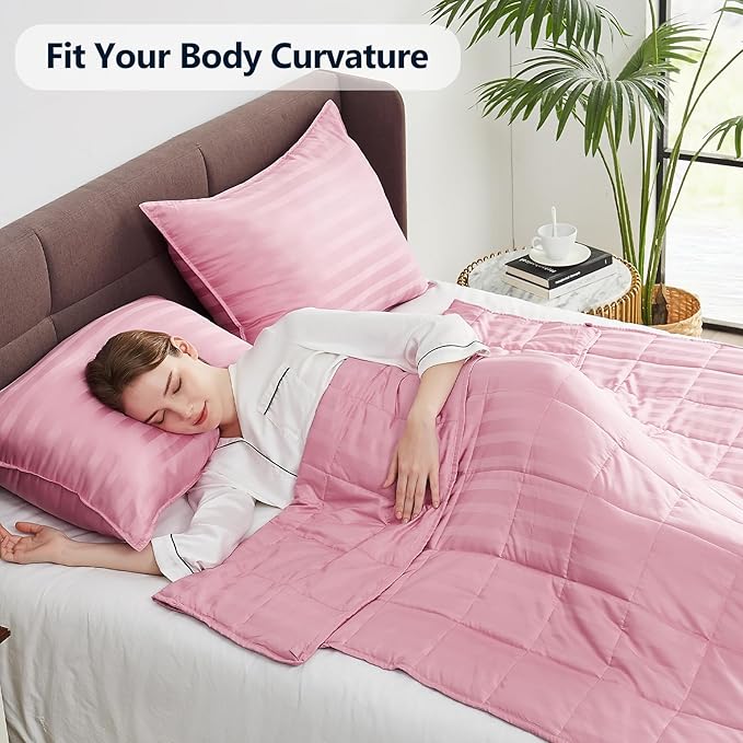 Weighted Blanket Queen/King Size (80"x87" 15lbs),Ultra Soft and Cozy Cooling Weighted Blanket for Adult,Heavy Blanket with Machine Washable Soft Blanket, Pink