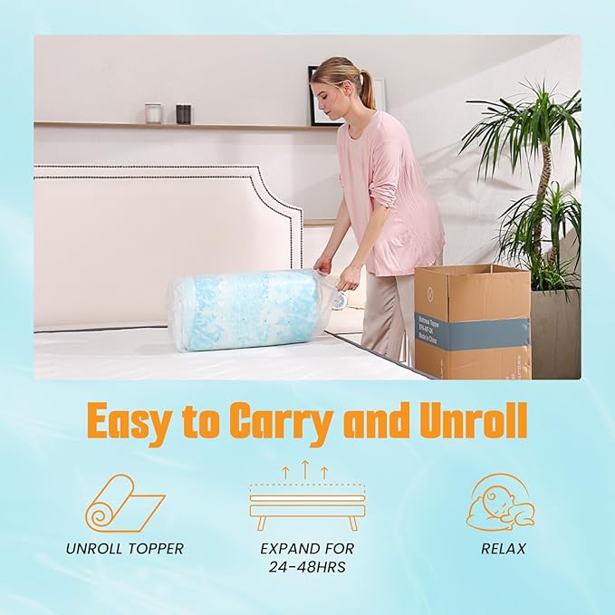 NEWBULIG Mattress Toppers Memory Foam Twin, 2 Inch Thick Bed Topper Pad Cooling Gel Infused Soft Comfy Padding Breathable for Sleeper Sofa Couch RV Camper, CertiPUR-US Certified