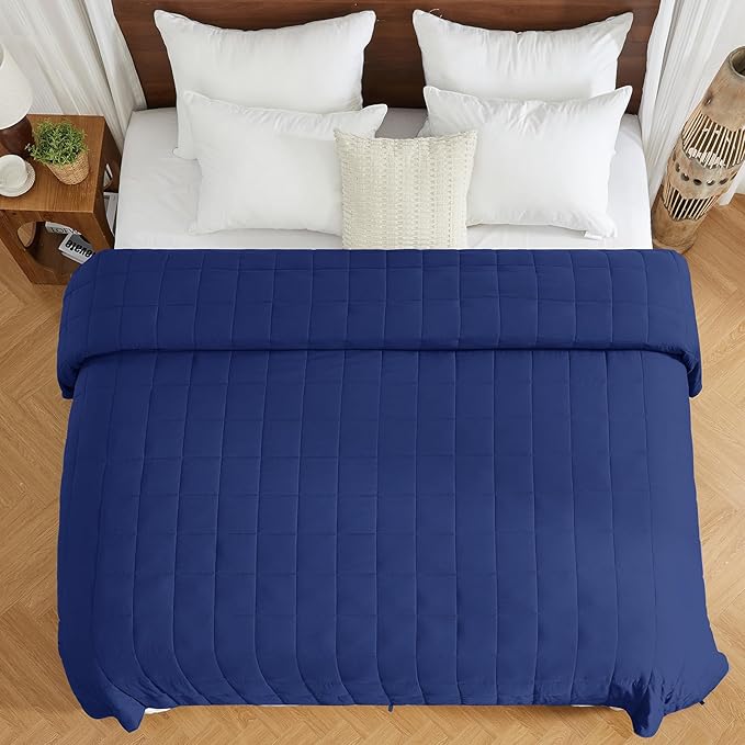 yescool Weighted Blanket for Adults (30 lbs, 88" x 104", Blue) Cooling Heavy Blanket for Sleeping Perfect for 290-310 lbs, King Size Breathable Blanket with Premium Glass Bead, Machine Washable