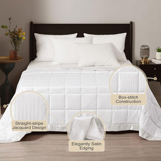 downluxe Weighted Blanket Queen Size, 15 lb Weighted Blanket with Glass Beads for All Season, Machine Washable Heavy Blanket (Ivory, 90 X 90 Inch)