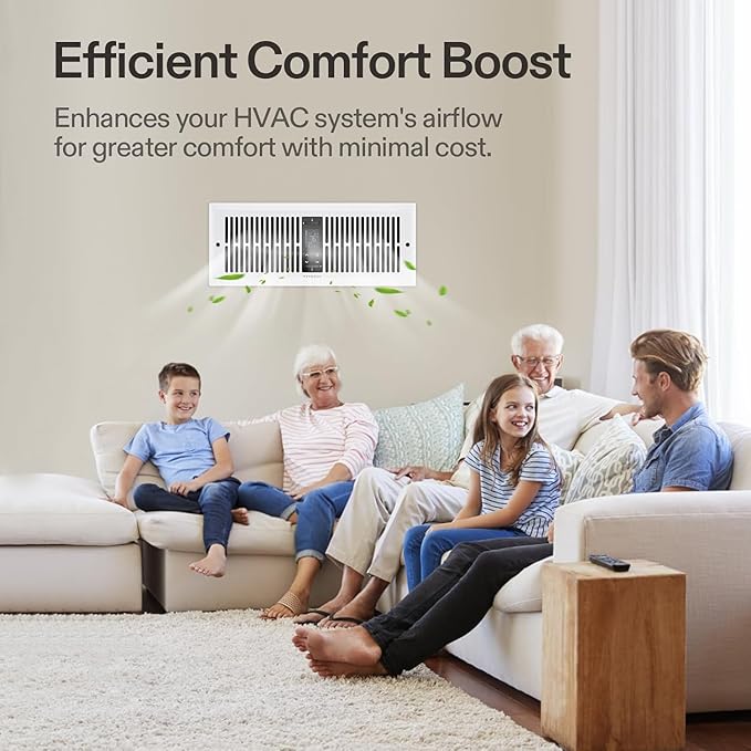 VIVOSUN Quiet Register Booster Fan for π" π± ππ" Holes, Cooling Heating Vent Fan with 10-Speeds App Control &Adjustable Wind Direction, Thermostat Control for Bedroom, Bathroom &Attic, White