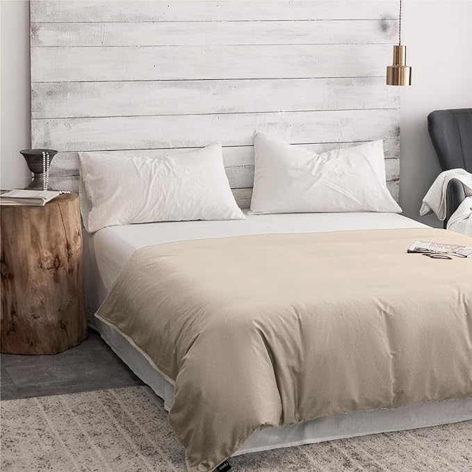ZonLi 48"x72" Khaki Duvet Cover, Oeko-texCertified 100% Cotton, Twin Size RemovableDuvet Cover for Weighted Blanket