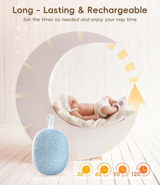 Portable White Noise Sound Machine: Baby Sleep Soother, Bluetooth Speaker, Rechargeable Battery, 4-Speed Timer, 6 Soothing Sounds Adult Therapy Aid for Trave (Purple, Portable)