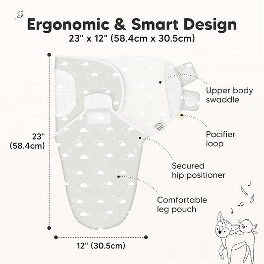 KeaBabies 3-Pack Organic Baby Swaddle Sleep Sacks - Swaddles for Newborns, Infant 0-3 Months, Baby Girls, Boys, Soft & Snug Newborn Sleep Sack, Nursery Swaddling Blankets (Aspire, OS)
