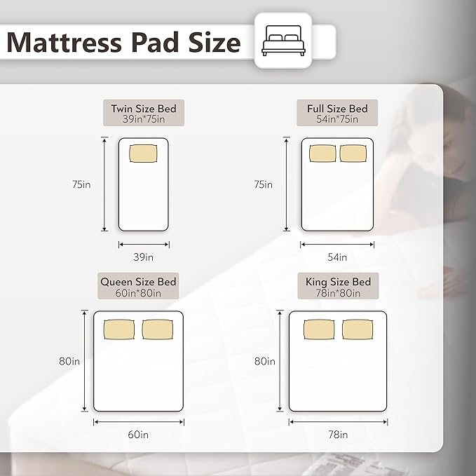Wapaneus Heated Mattress Pad Queen Size 10 Heat Settings & Dual Control with 1-12 Hours Timer Auto Off,Deep Pocket Fits up to 18",Microfiber Bed Warmer,ETL Listed Machine Washable,60"x80"