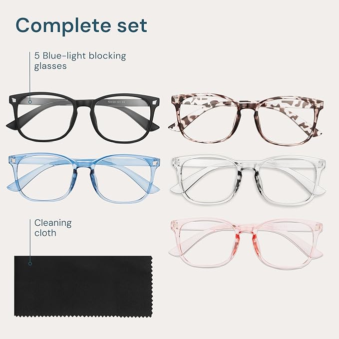 Blue Light Blocking Glasses - Fashion Square Eyeglasses, Anti UV Ray Computer Gaming Glasses Blue Blockers for Women/Men