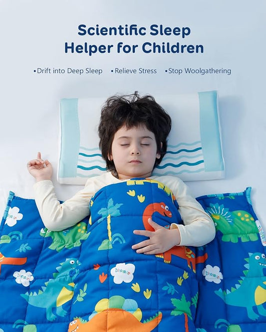 Insugar Weighted Blanket,Cooling Heavy Throw Blanket,Soft and Cozy Weighted Blanket for Bedding,Blue Dinosaur,36”x 48”,5lbs