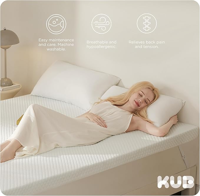 KUB 3 Inch Gel Memory Foam Mattress Topper Full Size 54x75 Inch 3 Inch-Cooling Foam Mattress Pad White